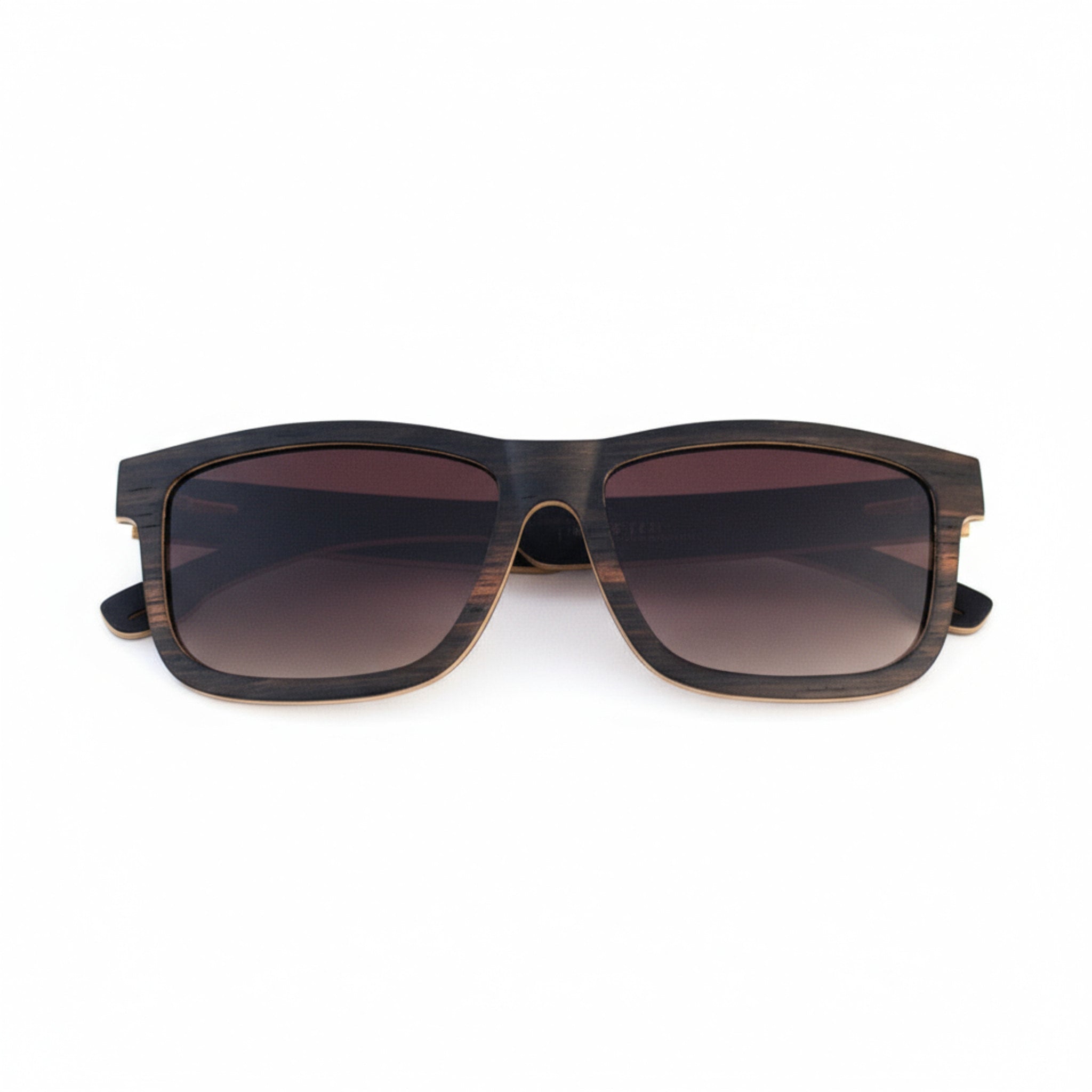 Soul California Eyewear Dreamland Beach 2 sunglasses front view crafted from rich ebony wood with a smooth hand-polished finish.