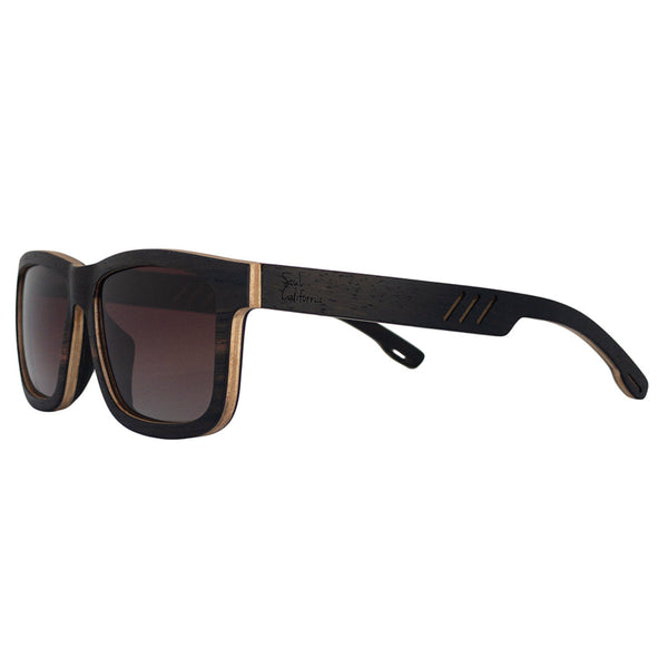 Soul California Eyewear Dreamland Beach 2 wooden sunglasses side view showing natural wood grain temples and smooth handcrafted finish.
